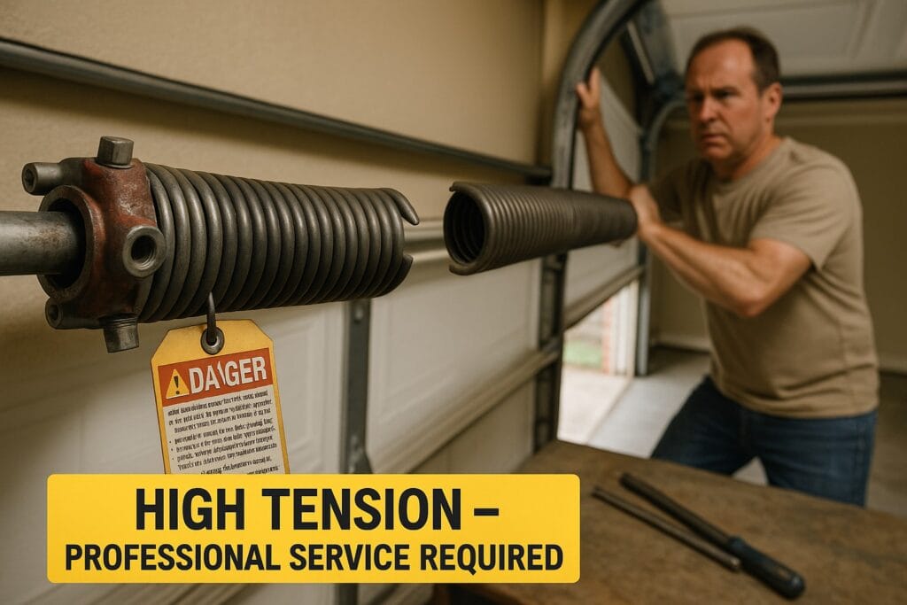 The Hidden Dangers of DIY New Garage Door Installation Projects 2 Broken Garage Door Spring