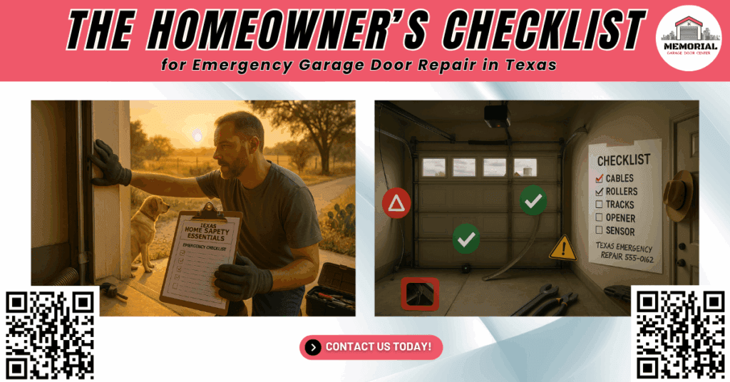 The Homeowner’s Checklist for Emergency Garage Door Repair in Texas 1 The Homeowner’s Checklist for Emergency Garage Door Repair in Texas - Memorial Garage Door Center