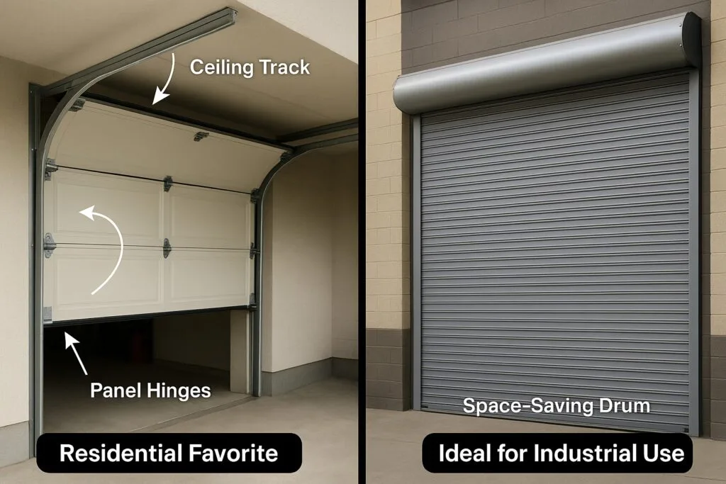 Sectional Overhead Door vs Roll Up Garage Door: What to Install? 2 roll-up garage door